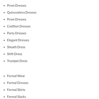 Maria's Alterations - From their website, this is the list of formal wear and dresses they "accept" - Sewing & Alterations Near Me - Palm Coast, Florida