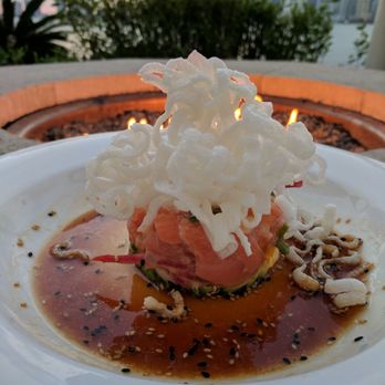 Rusty Pelican - Miami - Salmon Tartare beautifully presented and delicious - Seafood Near Me - Key Biscayne, Florida Rusty Pelican - Miami - Salmon Tartare beautifully presented and delicious - Seafood Near Me - Key Biscayne, Florida
