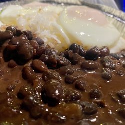 Frijoles negros(black beans) huevos(eggs)aguacate(avocado) Queso blanco Guatemala (soft white cheese) Crema(Guatemalan sour cream)