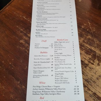 Slow Bar - Menu (Aug 2023) - Lounges Near Me - Portland, Oregon