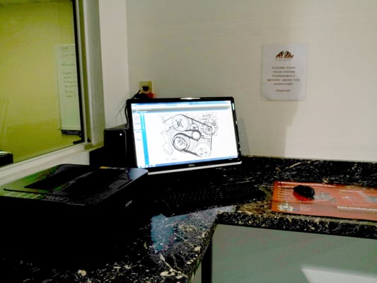 Photo of Pit Row - Santa Clara, CA, US. Computer Station With ALLDATA Access