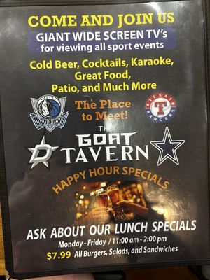 Menu photo 1 The Goat Tavern Roanoke, TX