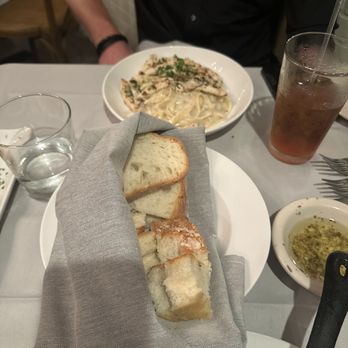 Roma - Oil and bread. Cacio de Pepe with chicken. Chicken was juicy and not dry. Had great grilled flavor. - Italian Near Me - Houston, Texas Roma - Oil and bread. Cacio de Pepe with chicken. Chicken was juicy and not dry. Had great grilled flavor. - Italian Near Me - Houston, Texas