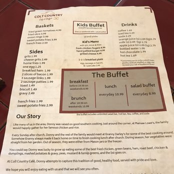 Colt Country Cafe & Buffet - Menu1 - Southern Near Me - Reddick, Florida Colt Country Cafe & Buffet - Menu1 - Southern Near Me - Reddick, Florida
