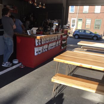 Herman's Coffee - Walking in from outside - 2 open garage doors - Coffee Roasteries Near Me - Philadelphia, Pennsylvania