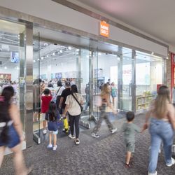 Vintage Faire Mall - Shoppers enter the brightly lit Miniso store inside Vintage Faire Mall.