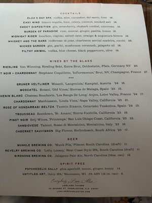 Menu photo 1 Lowland Tavern Charleston, SC