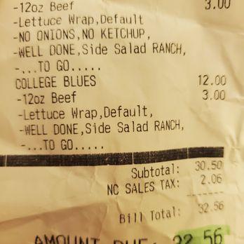 Hops Burger Bar - Receipt showing we ordered well done - Burgers Near Me - Greensboro, North Carolina Hops Burger Bar - Receipt showing we ordered well done - Burgers Near Me - Greensboro, North Carolina