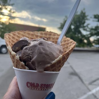 Cold Stone Creamery - Chocolate ice cream with peanut butter cup in a waffle cone - Ice Cream & Frozen Yogurt Near Me - Lake St. Louis, Missouri Cold Stone Creamery - Chocolate ice cream with peanut butter cup in a waffle cone - Ice Cream & Frozen Yogurt Near Me - Lake St. Louis, Missouri