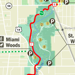 Miami Woods - A map of the trail.