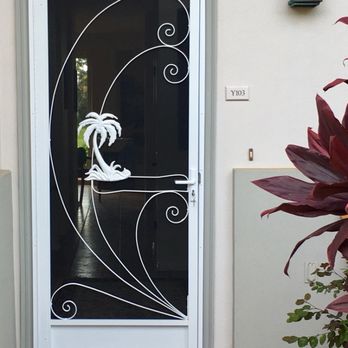 Aloha Screen Doors - 36" x 84" Nature Series Palm Tree Aluminum Security Door. Wailea Fairway Villas. Wailea,Hi. - Door Sales/Installation Near Me - Kahului, Hawaii