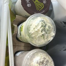 Top - black sesame latte with red bean (oat milk base), middle - matcha brûlée latte, and the Oreo drink (tastes like a frappe but better). Top - black sesame latte with red bean (oat milk base), middle - matcha brûlée latte, and the Oreo drink (tastes like a frappe but better).