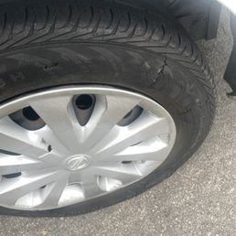 Tire damage 3 weeks after Jiffy Lube told me all 4 were in good condition.