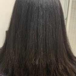 Back view of Keratin Straightening. Her own hair!
