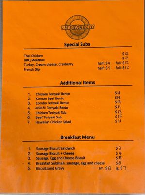 Menu photo 2 Original Sub Factory Portland, OR Menu photo 2 Original Sub Factory Portland, OR