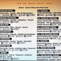 Pizza Society - Pizzas de series, en base a la tabla anterior de precios, se sugieren ingredientes - menu - Pizzería Near Me - Santiago, RM