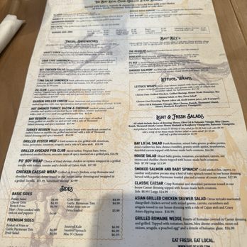 Bay Local Eatery - Back of menu - Breakfast & Brunch Near Me - Virginia Beach, Virginia
