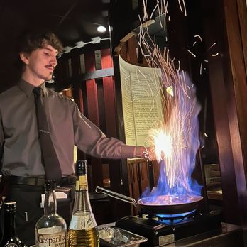 Bern's Steak House - Cooking the Bananas Foster tableside - Steakhouses Near Me - Tampa, Florida Bern's Steak House - Cooking the Bananas Foster tableside - Steakhouses Near Me - Tampa, Florida
