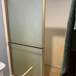 Full shot of old shower