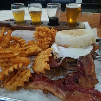 Third Wheel Brewing - Swanson Breakfast Burger. So delicious. Lots of bacon. - Brewpubs Near Me - St Peters, Missouri Third Wheel Brewing - Swanson Breakfast Burger. So delicious. Lots of bacon. - Brewpubs Near Me - St Peters, Missouri