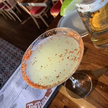 Tabernilla - Cucumber Martini with Some lemon chili on the rim. - Spanish Near Me - Laredo, Texas