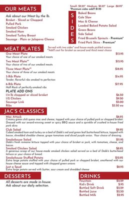 Menu photo 2 JAC's Craft Smokehouse West Monroe, LA Menu photo 2 JAC's Craft Smokehouse West Monroe, LA