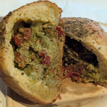 Wren's Nest Baking - Sundried tomato pesto kolache, $11 after twx. Good size but too salty and oily. More like a piroshky than a kolache - Bakeries Near Me - Ruston, Washington