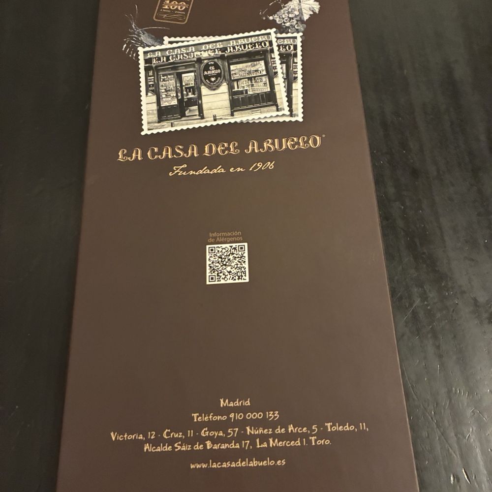 La Casa del Abuelo - Menu - Tapas Bars Near Me - Madrid, M La Casa del Abuelo - Menu - Tapas Bars Near Me - Madrid, M