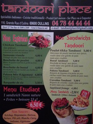 Menu photo 4 Tandoori Place Oullins, 69