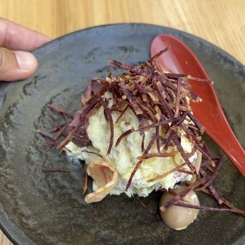 Zigu - Local Farm Red Skin Sweet Potato Salad with Home Smoked Pickled Radish - Seafood Near Me - Honolulu, Hawaii Zigu - Local Farm Red Skin Sweet Potato Salad with Home Smoked Pickled Radish - Seafood Near Me - Honolulu, Hawaii