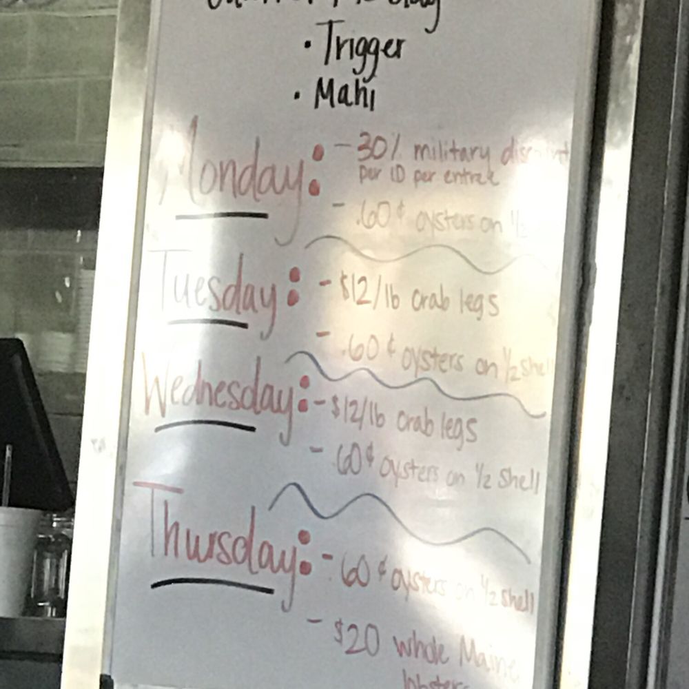 Seafood Kitchen - Monday thru Thursday special are posted. Wow! What a deal! - Seafood Near Me - Atlantic Beach, Florida