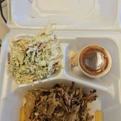 Meat Man BBQ - Pulled pork, blue cheese coleslaw, and my choice of BBQ sauce