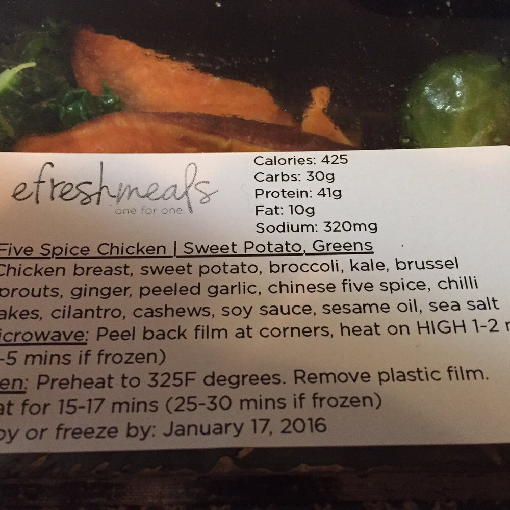 eFresh Meals - Five spice chicken, sweet potatoes and greens - Specialty Food Near Me - Oakville, Ontario
