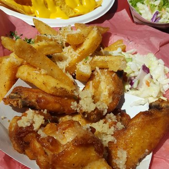 Mombasa Cooker - Asian chicken wings with garlic parmesan fries - Food Court Near Me - Escondido, California Mombasa Cooker - Asian chicken wings with garlic parmesan fries - Food Court Near Me - Escondido, California