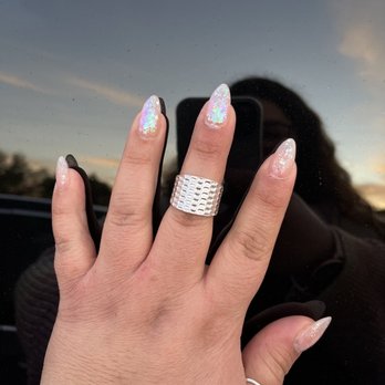 Glow Nails & Spa - Little pink with glitter - Nail Salons Near Me - Costa Mesa, California