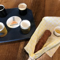 Bite Me - A corn dog that had with beer from Municipal Brew