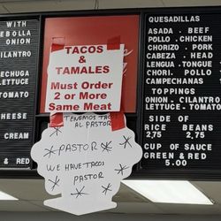 Greer Tacos - The menu