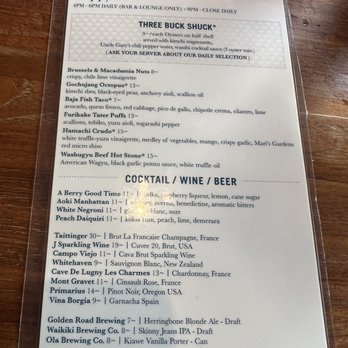 Herringbone Waikiki - Happy hour menu - Seafood Near Me - Honolulu, Hawaii
