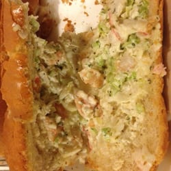 Peppinos Pizzeria - Onions celery and I think there might be a little seafood in there too. Tried to pick it out but can't get past the onion.