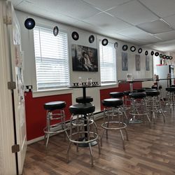 Mel’s Downtown Creamery - Colchester - Seating inside the air conditioned building.