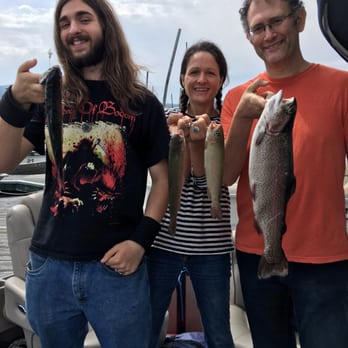 Cantrell Guide Service - Cheryl, Joe and Aidan --big winners on Captain Cliff's boat! - Fishing Near Me - Big Bear Lake, California