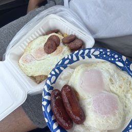 double shock with fried rice and portuguese sausage, longanisa and egg breakfast place
