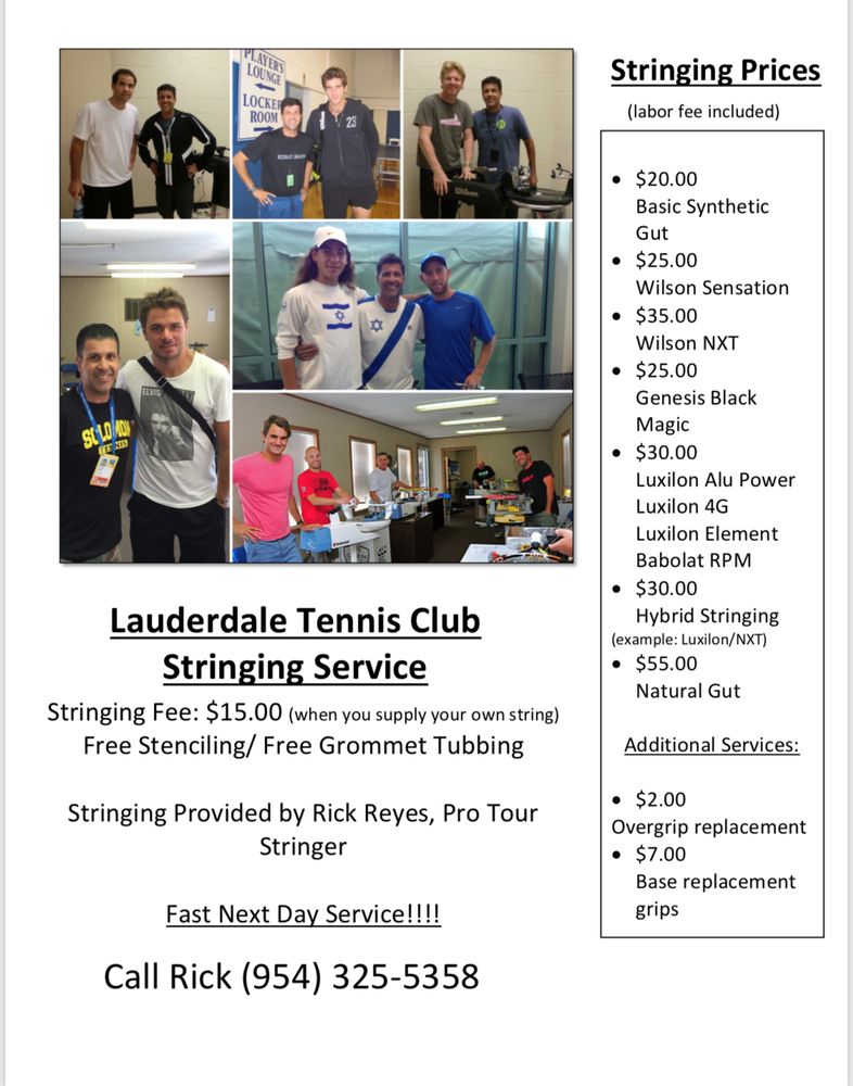 FORT LAUDERDALE RACQUET STRINGING SERVICE Updated October 2024 600 Tennis Club Dr, Fort