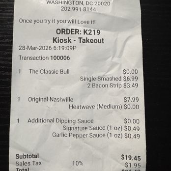 Nash & Smashed - Receipt - Chicken Wings Near Me - Washington, DC, District of Columbia
