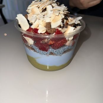 BOOMCHIA - Bowl with Boomchia pudding, blue coconut and matcha base - Juice Bars & Smoothies Near Me - Montclair, New Jersey