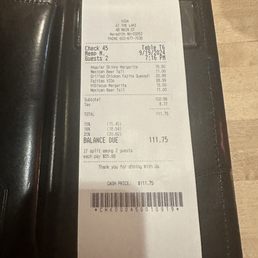 Bill $111 Tip $28 Bill $111 Tip $28