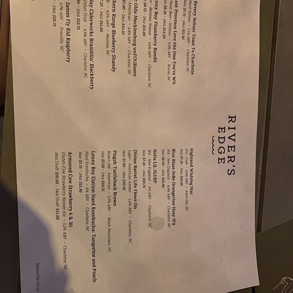 River's Edge Bar and Grill - Drinks menu (july 2023) - New American Near Me - Charlotte, North Carolina River's Edge Bar and Grill - Drinks menu (july 2023) - New American Near Me - Charlotte, North Carolina