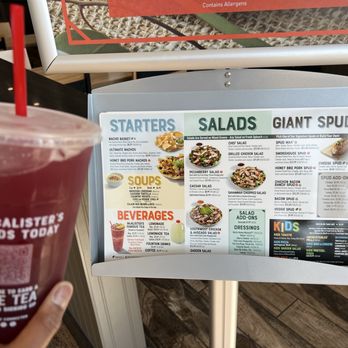 McAlister's Deli - Strawberry lemonade with black cherry, peach, and strawberry purée. - Delis Near Me - Greenville, South Carolina McAlister's Deli - Strawberry lemonade with black cherry, peach, and strawberry purée. - Delis Near Me - Greenville, South Carolina