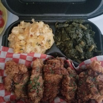 Chicken’s Kitchen - Korean BBQ wings with greens and mac n cheese - Soul Food Near Me - Harvey, Louisiana