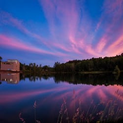 Salt Pump Climbing - The Salt Pump building basking in a fiery sunset.